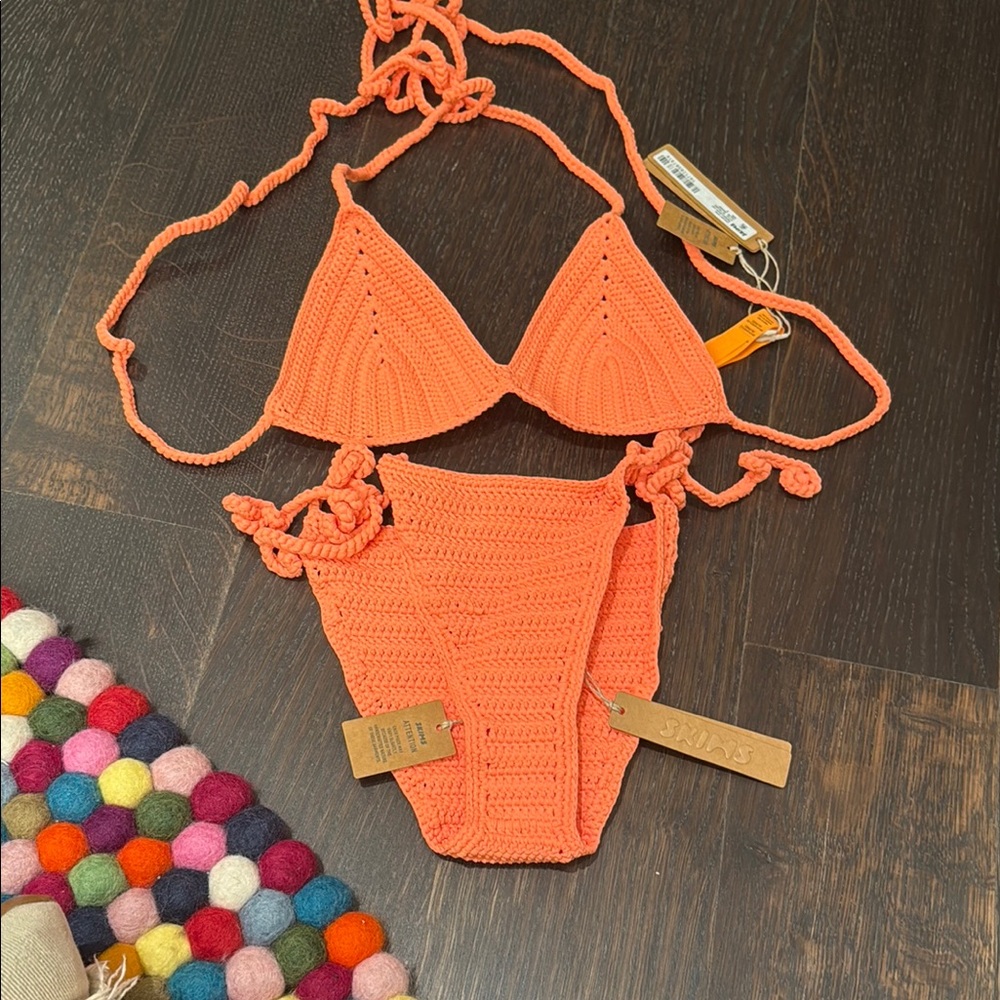 Orange Crochet Bikini Set